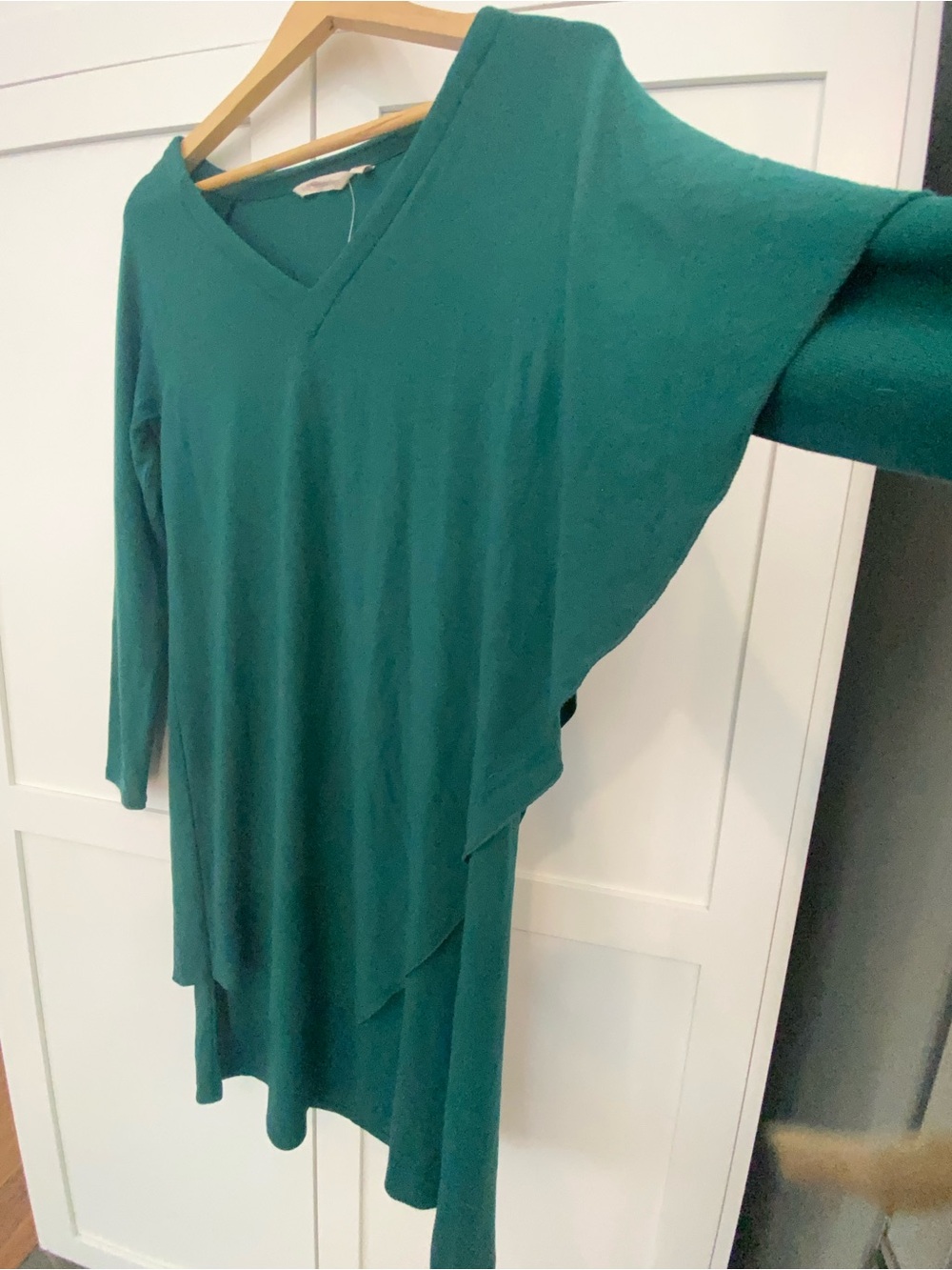 Soft Surroundings Green Long Sleeve Asymmetrical Midi Layered Tunic Dress Size S